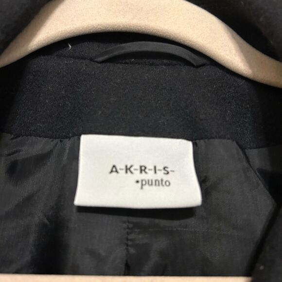 Akris Punto Wool Blend Coat Womens US 4 FR 36 Black Button Up Pockets Lined - Picture 6 of 8